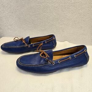 Polo Ralph Lauren Driver Moccasin Loafers Mens 10.5D Blue Leather Made In Brazil